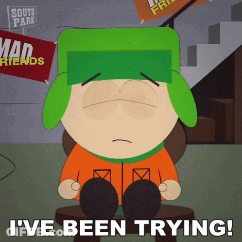 Cartoon Character Sitting In Front Of South Park Mad Friends Sign GIF