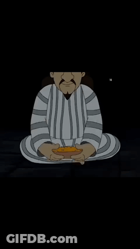 Cartoon Character Sitting In Lotus Position With Hands Folded GIF