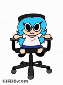 Cartoon Character Sitting In Office Chair GIF