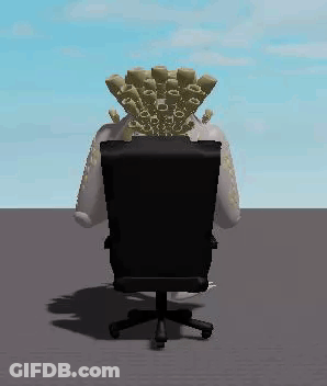 Cartoon Character Sitting In Office Chair With Bones On Head GIF