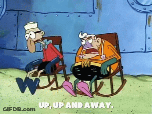 Cartoon Character Sitting In Rocking Chair Beside Another GIF