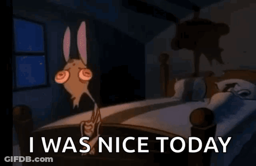 Cartoon Character Sitting On Bed I Was Nice Today GIF