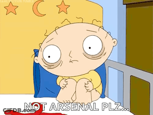 Cartoon Character Sitting On Bed Not Arsenal Plz GIF