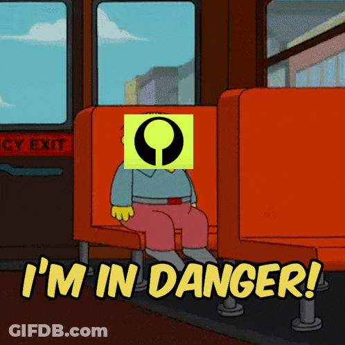 Cartoon Character Sitting On Bus Saying I'm In Danger GIF