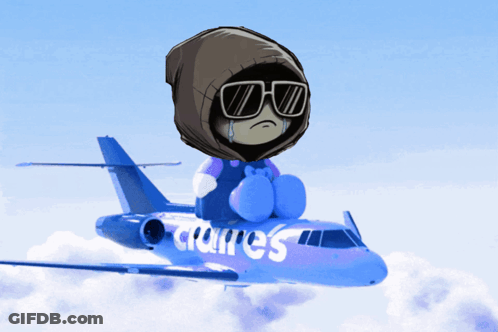 Cartoon Character Sitting On Claire's Plane GIF
