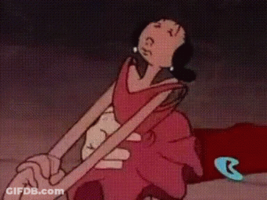Cartoon Character Sitting On Couch With Long Arm GIF