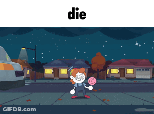 Cartoon Character Sitting On Counter With Toaster GIF