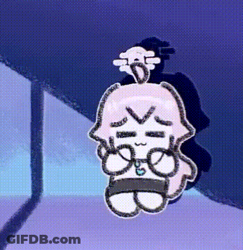 Cartoon Character Sitting On Floor With Shadow Behind GIF