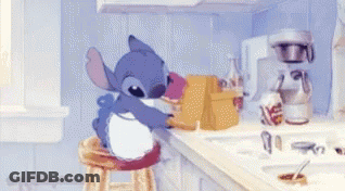Cartoon Character Sitting On Kitchen Stool GIF