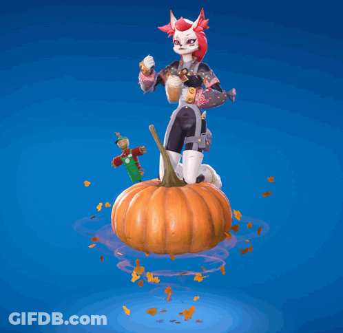 Cartoon Character Sitting On Pumpkin GIF