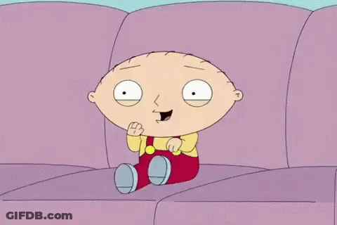 Cartoon Character Sitting On Purple Couch GIF