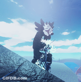 Cartoon Character Sitting On Rock In Sky GIF