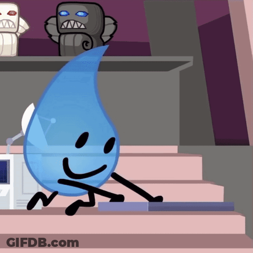 Cartoon Character Sitting On Stairs Smiling GIF