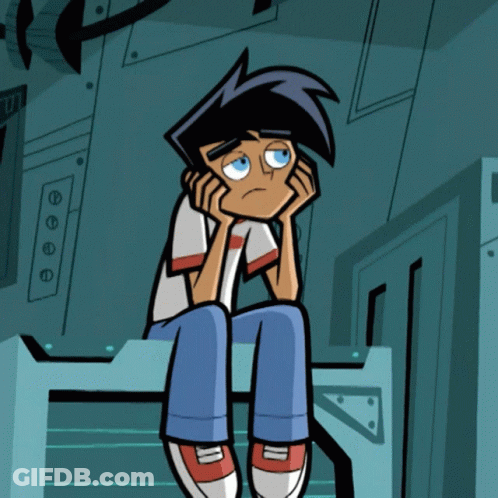 Cartoon Character Sitting On Stairs With Hands On Face GIF