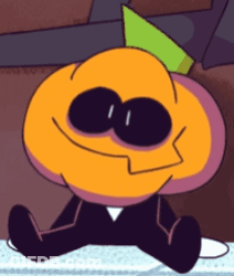 Cartoon Character Sitting On Table With Green Hat GIF