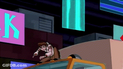 Cartoon Character Sitting On Taxi Cab In Front Of K Sign GIF