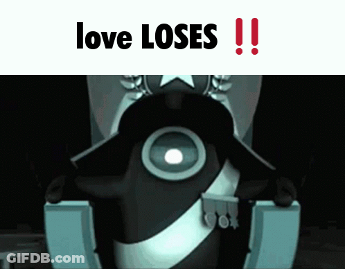 Cartoon Character Sitting On Throne With Love Loses GIF