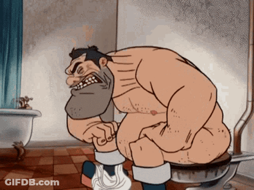 Cartoon Character Sitting On Toilet GIF
