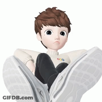 Cartoon Character Sitting On White Nike Shoes GIF