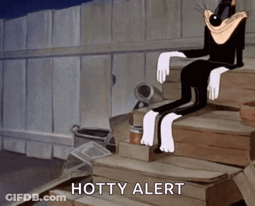 Cartoon Character Sitting On Wooden Steps GIF