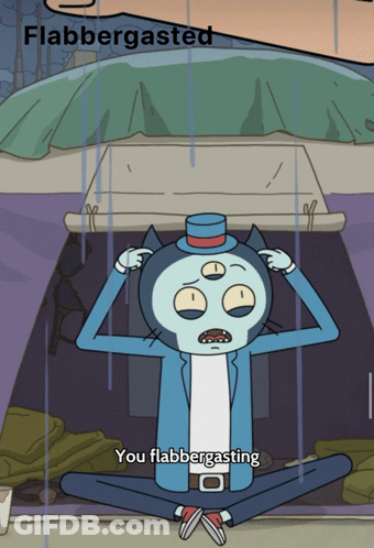 Cartoon Character Sitting Under Tent Saying Flabbergasted GIF
