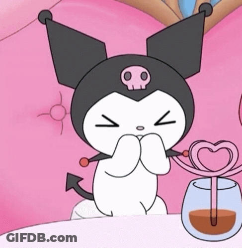 Cartoon Character Sitting With Coffee And Heart Flower GIF