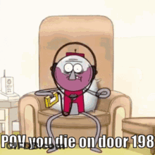Cartoon Character Sitting With Headphones GIF