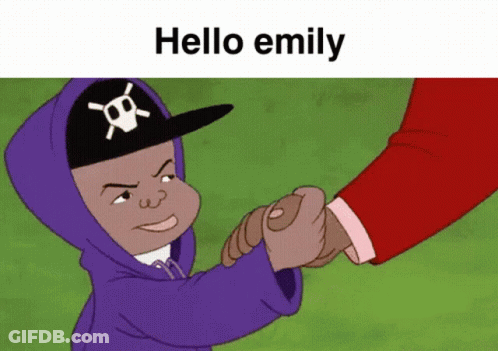 Cartoon Character Skull Hat Handshake Hello Emily GIF