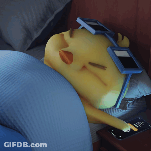 Cartoon Character Sleeping Next To Phone GIF