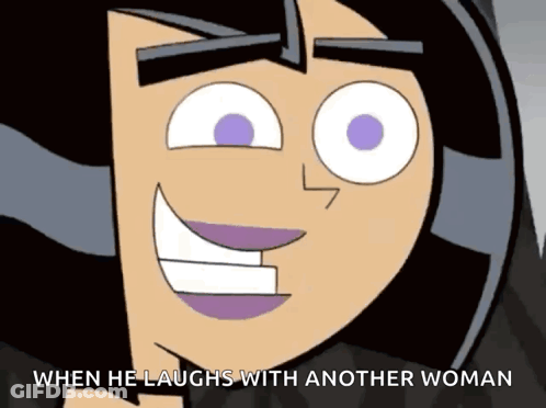 Cartoon Character Smiling And Laughing With Woman GIF