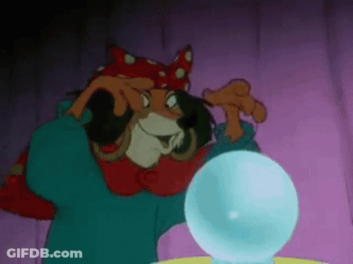 Cartoon Character Smiling At Crystal Ball GIF