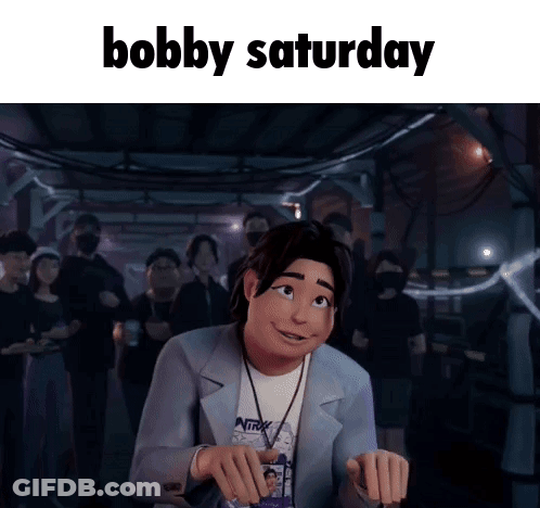 Cartoon Character Smiling Below Bobby Saturday GIF