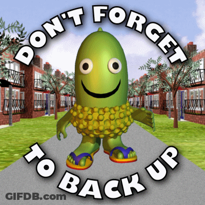 Cartoon Character Smiling Don't Forget To Back Up GIF