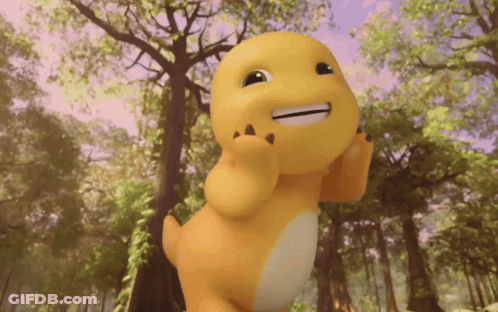 Cartoon Character Smiling In Forest GIF