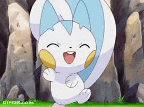 Cartoon Character Smiling In Grass With Rock GIF