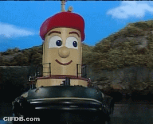 Cartoon Character Smiling In Red Hat GIF