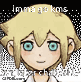 Cartoon Character Smiling Says Imma Go Kms GIF