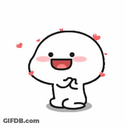 Cartoon Character Smiling Surrounded By Red Hearts GIF