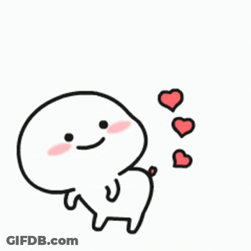 Cartoon Character Smiling With Hearts From Mouth GIF
