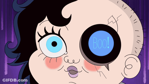 Cartoon Character Speech Bubble Saying Boo GIF