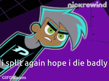 Cartoon Character Split Again Hope I Die Badly GIF