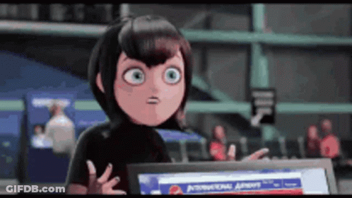 Cartoon Character Standing Before Arrivals Sign GIF