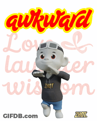 Cartoon Character Standing Before Awkward Love Sign GIF