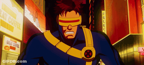 Cartoon Character Standing Before Coffee Sign GIF
