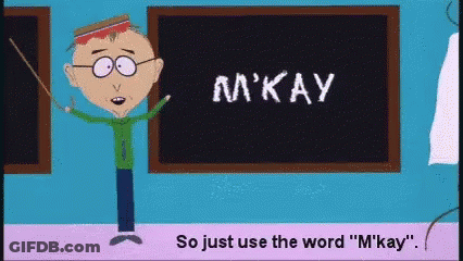 Cartoon Character Standing Before Mkay Blackboard GIF