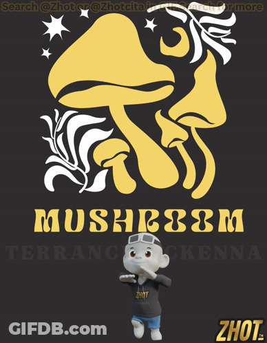 Cartoon Character Standing Before Mushroom Poster GIF