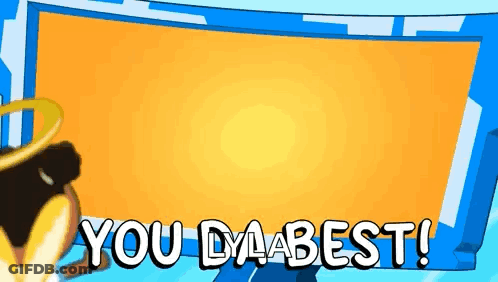 Cartoon Character Standing Before You Da Best Sign GIF
