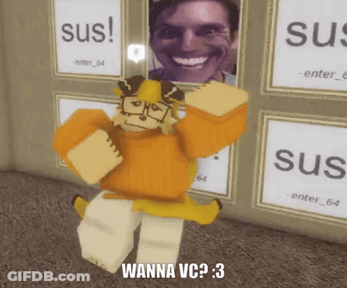 Cartoon Character Standing By Sus And Wanna VC Posters GIF