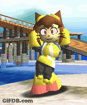 Cartoon Character Standing By Water And Bridge GIF