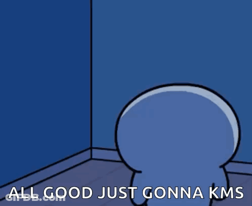 Cartoon Character Standing In Corner All Good Gonna KMS GIF